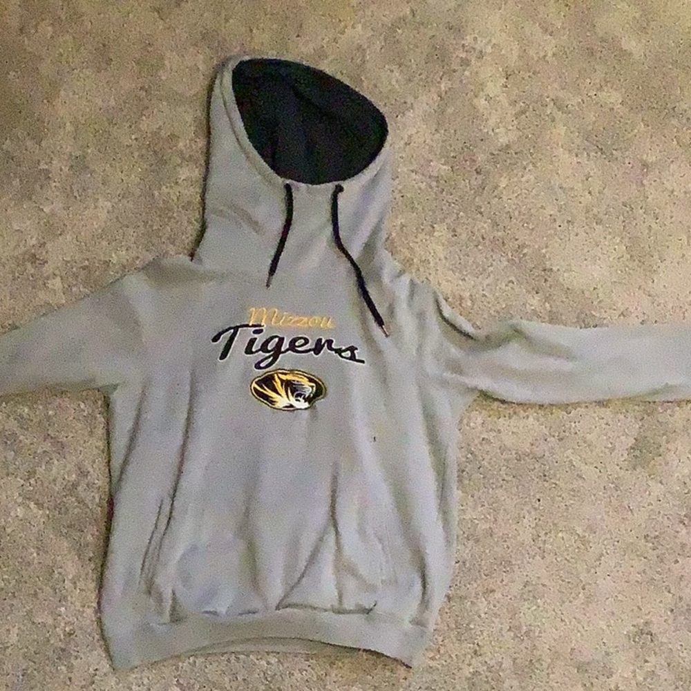 Gently worn gray Mizzou tiger hoodie
